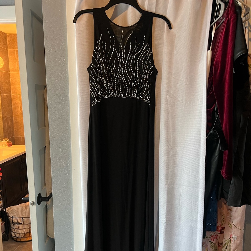 Black mesh floor length gown